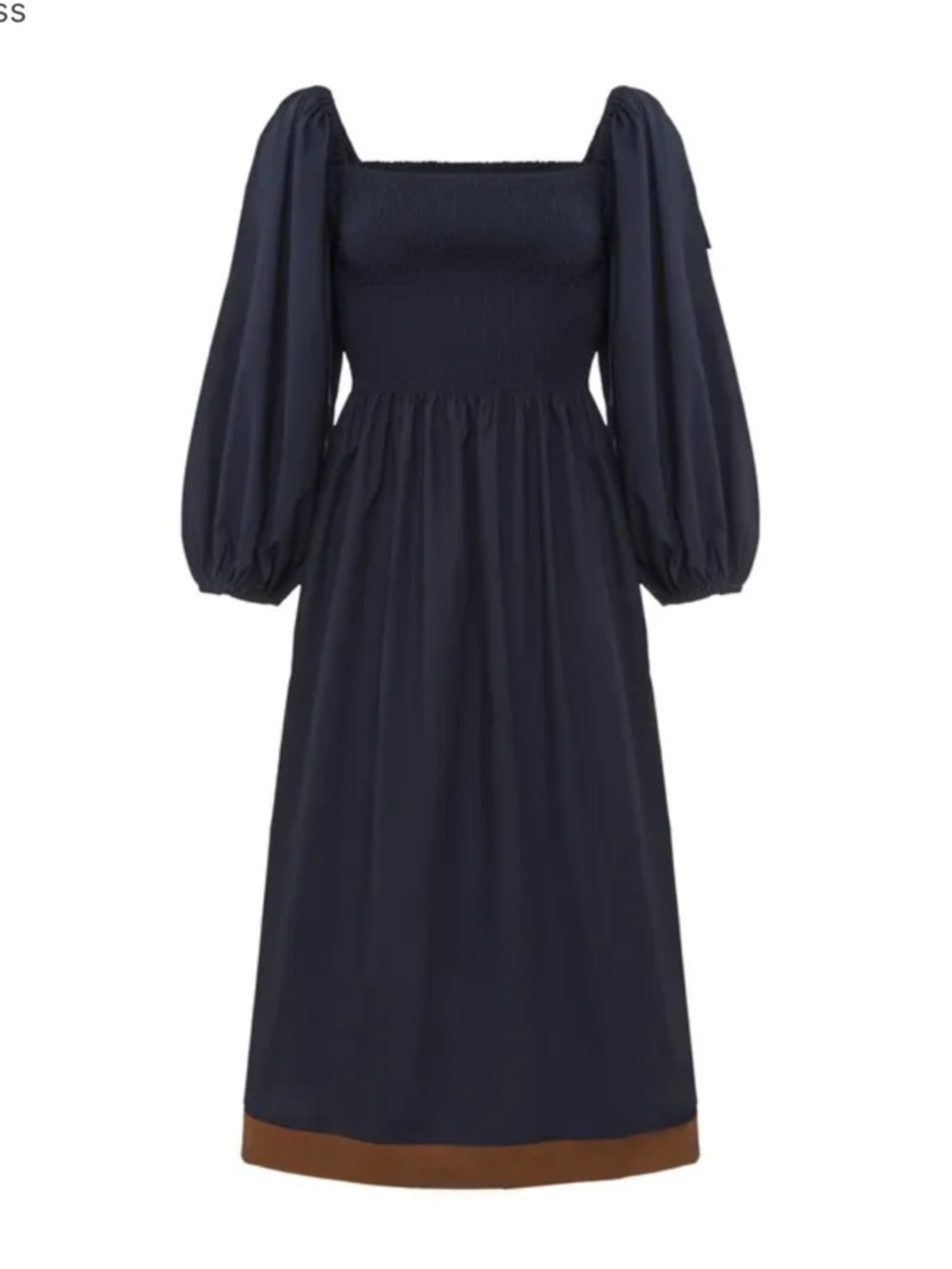 Stella Nova Navy Blue Vala Balloon Sleeve Midi Dress Off the Shoulder 38 US 8 M